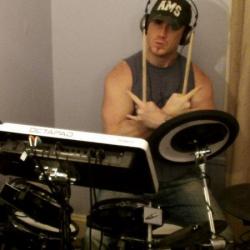 Drumming in the studio!